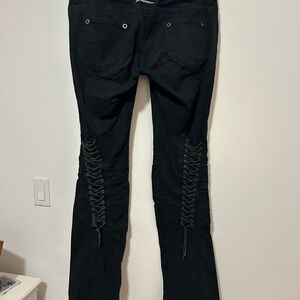 Vintage Jean Paul Gaultier Black Lace-Up Detail Pants Y2K Rare